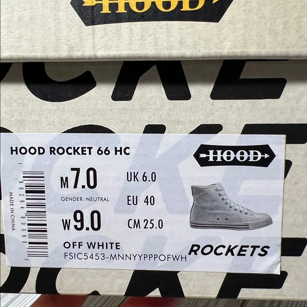 Mitchell & Ness Hood Rocket‎ 66 men’s High-Top Sneakers Streetwear white size 7